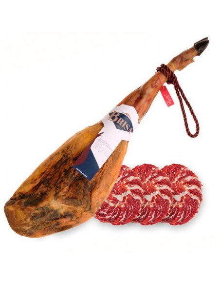 Jamón de Bellota Ibérico "50% Raza Ibérica" (Medio jamón loncheado a cuchillo en 20 platos de 100g) - Loncheados en Ibéricos ...